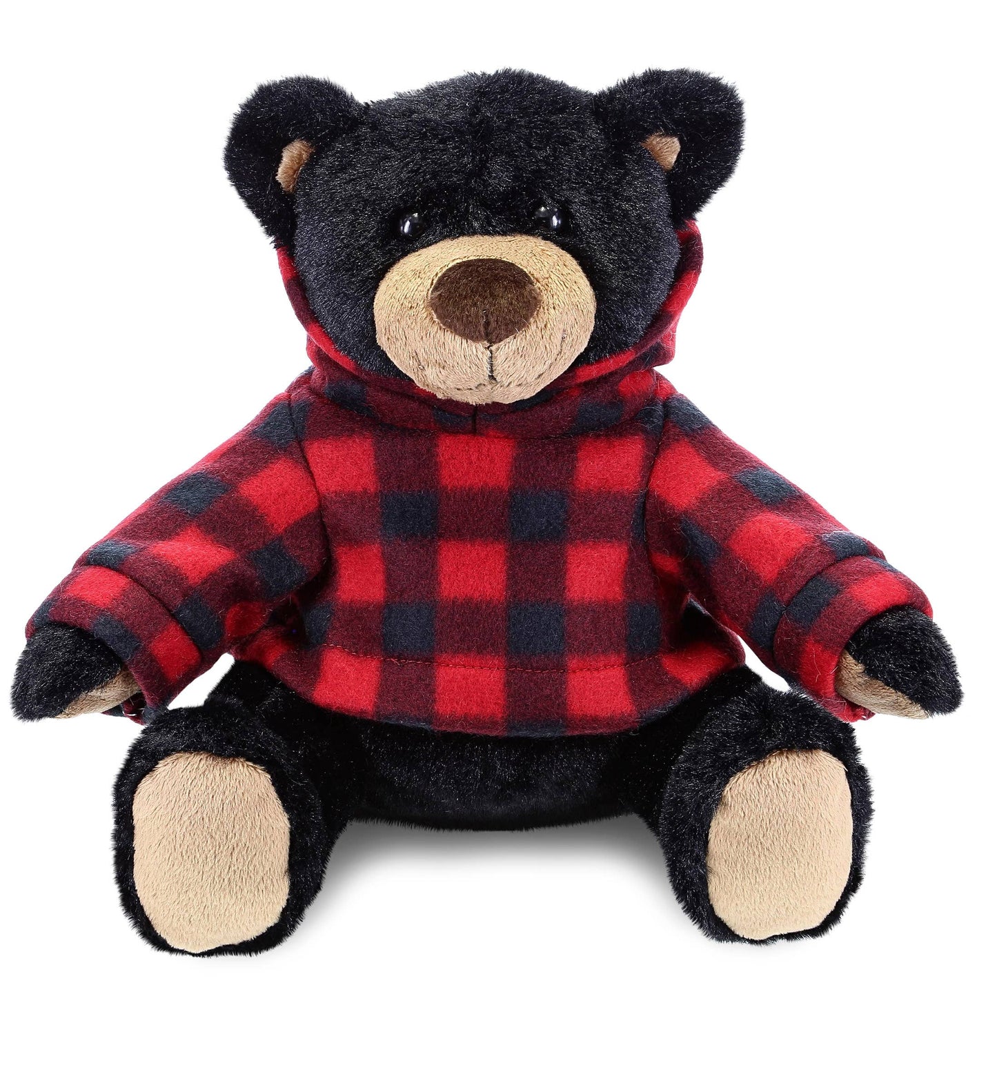 Handsome the Black Bear w/ Red Plaid Hoodie