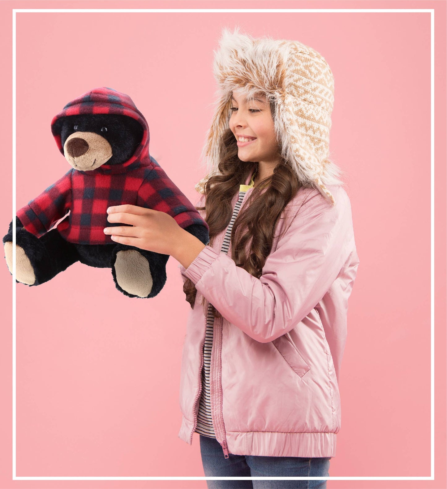 Handsome the Black Bear w/ Red Plaid Hoodie