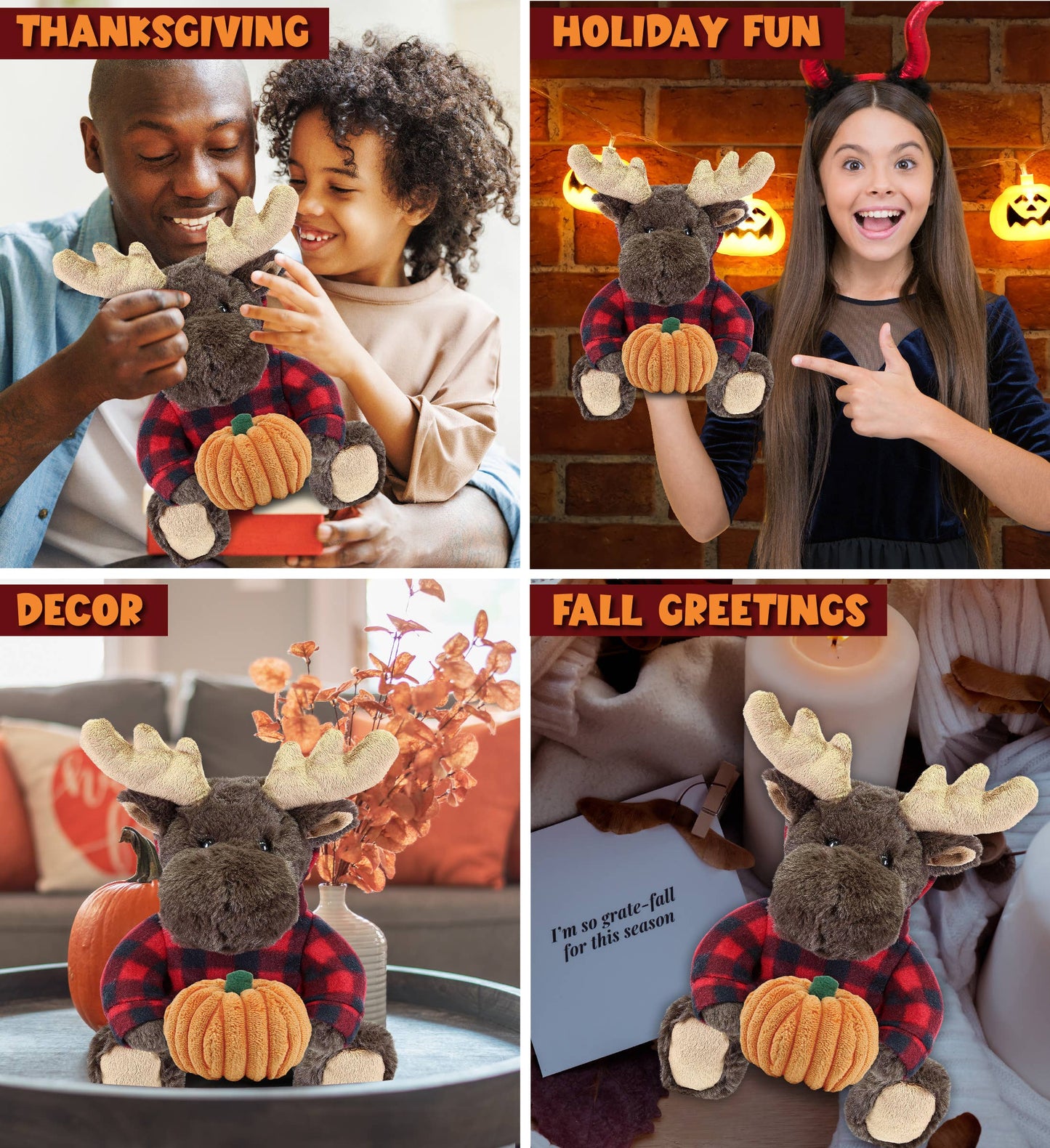 Pumpkin the Moose w/Red Plaid Hoodie