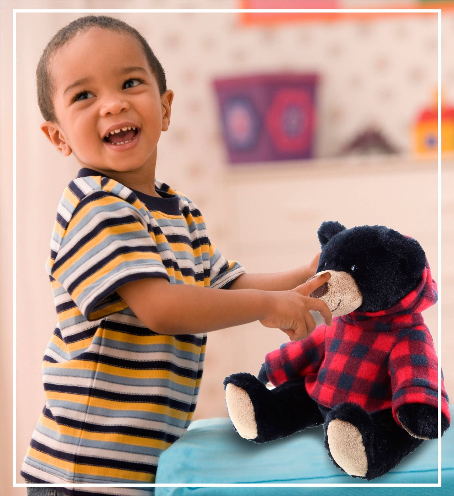 Handsome the Black Bear w/ Red Plaid Hoodie