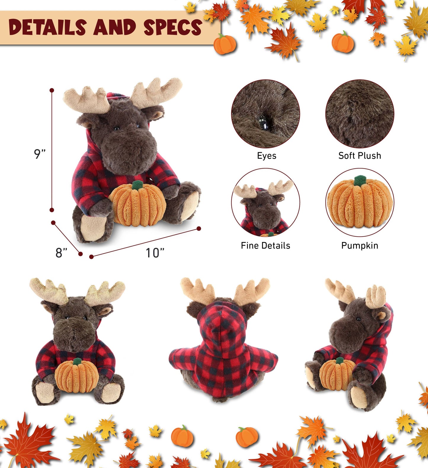Pumpkin the Moose w/Red Plaid Hoodie