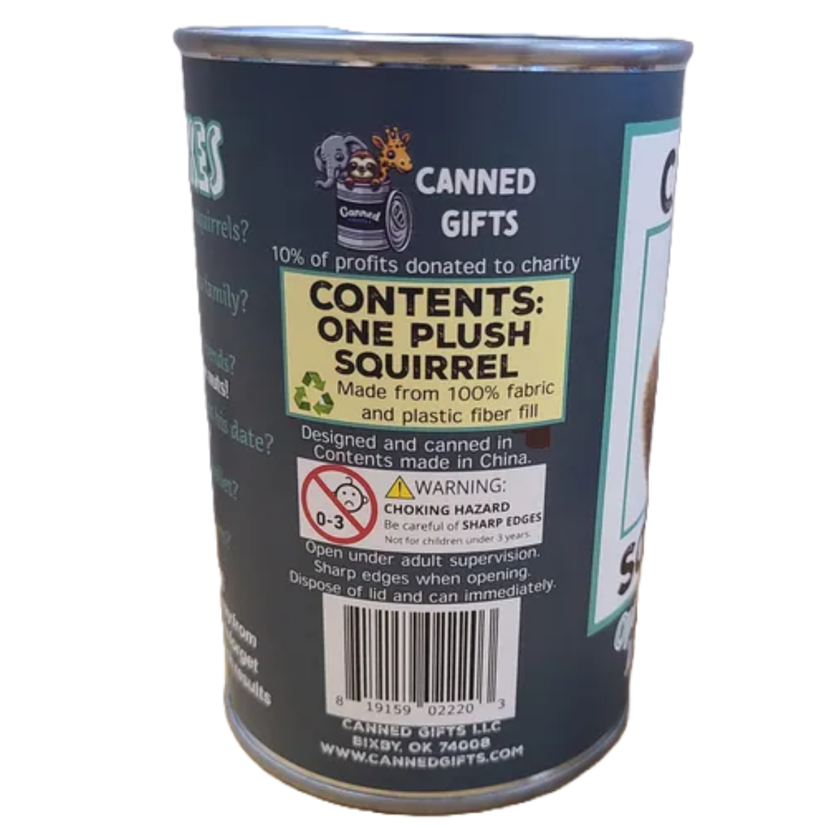 Canned Gifts - Scrappy the Canned Squirrel