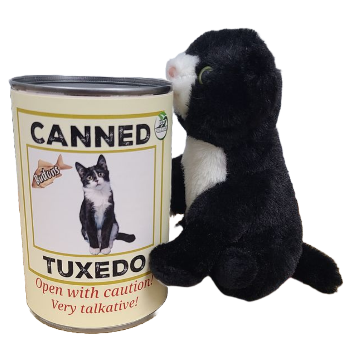 Buttons the Canned Tuxedo Cat
