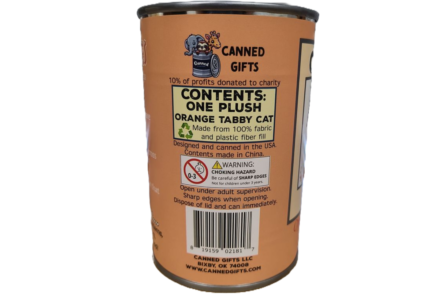 Canned Gifts - Pumpkin the Canned Orange Tabby Cat