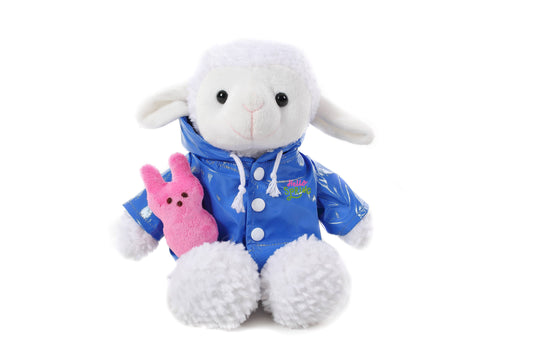 Easter Collection - Lamb in Raincoat Holding a Peep