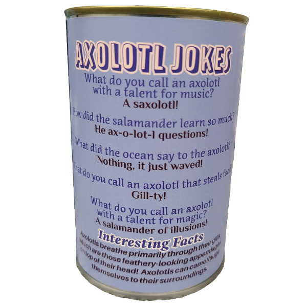 Canned Gifts - Noodle the Canned Blue Axolotl
