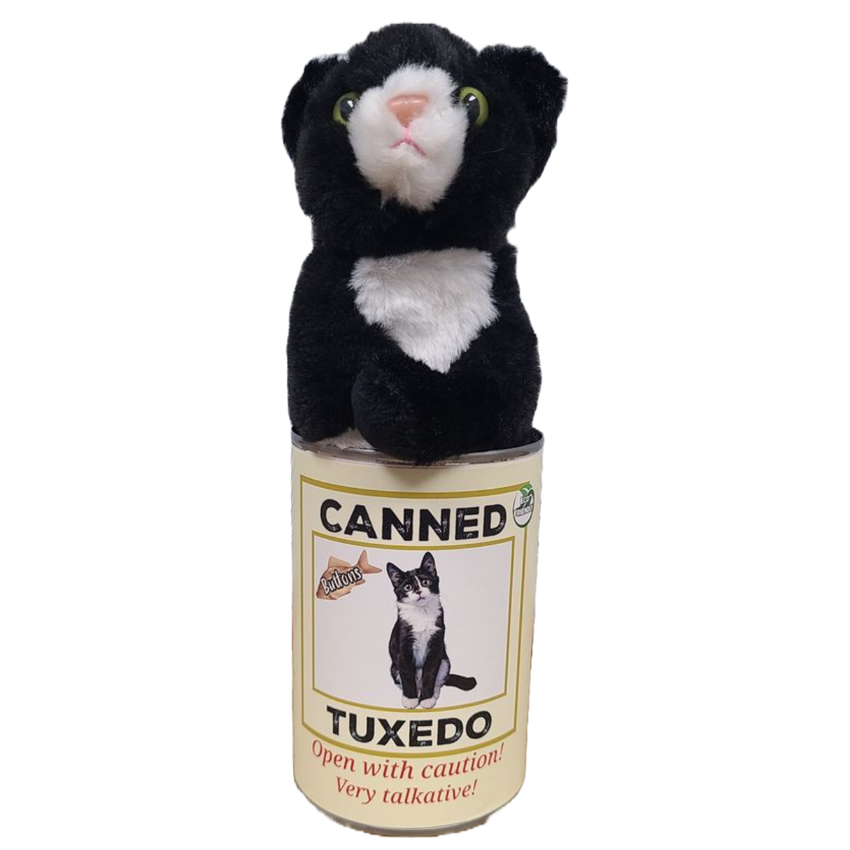 Buttons the Canned Tuxedo Cat