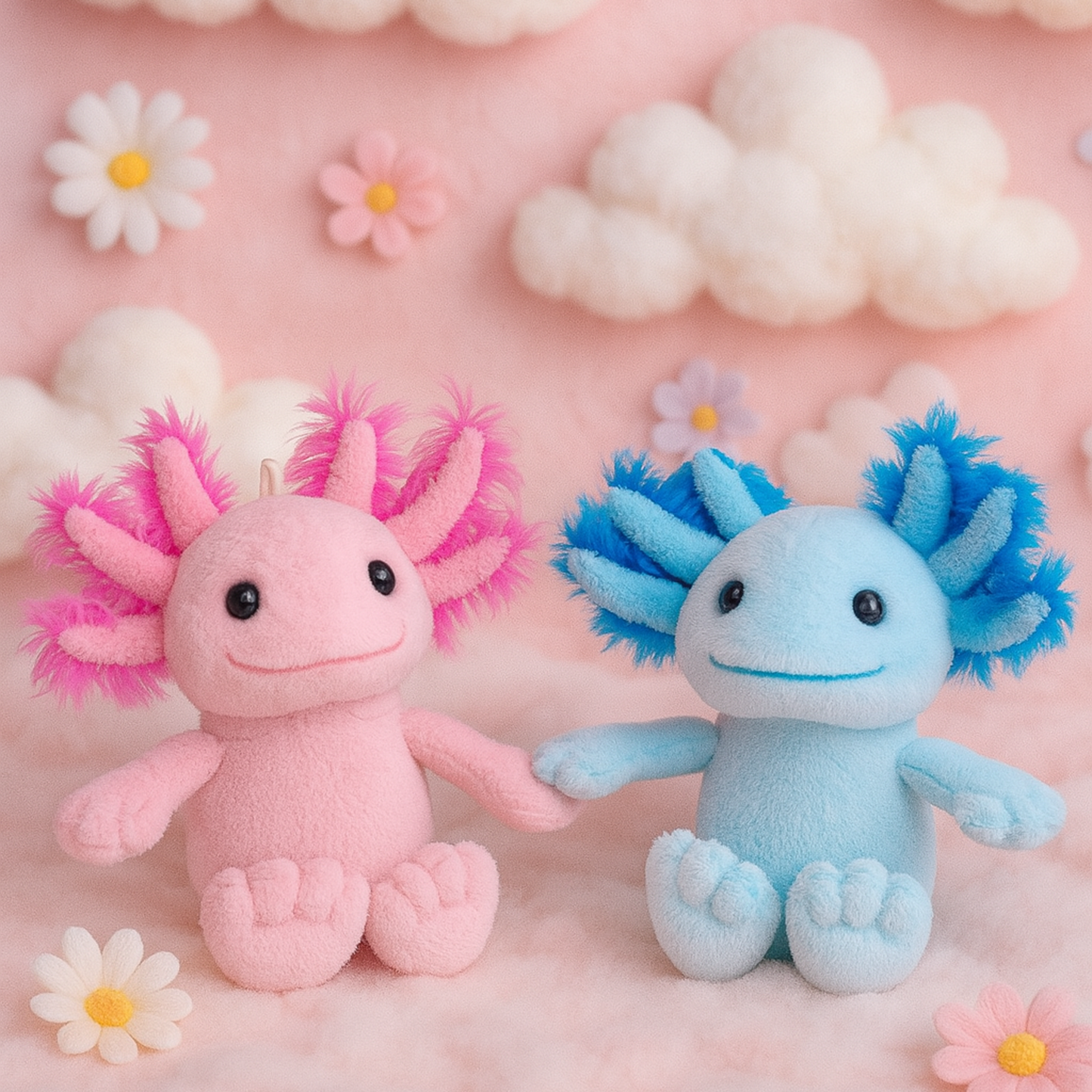 Valentine Collection - 4" Magnetic Axolotl Keychain Pair