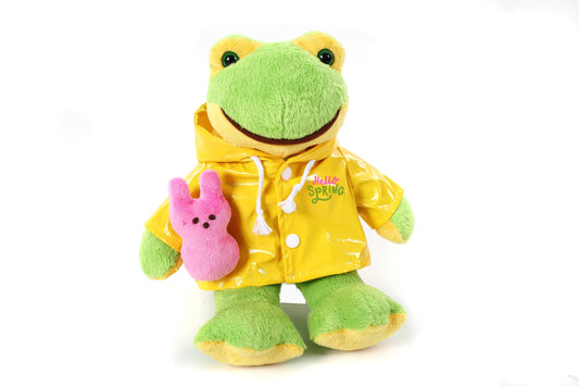 Easter Collection - Frog in a Raincoat Holding a Peep